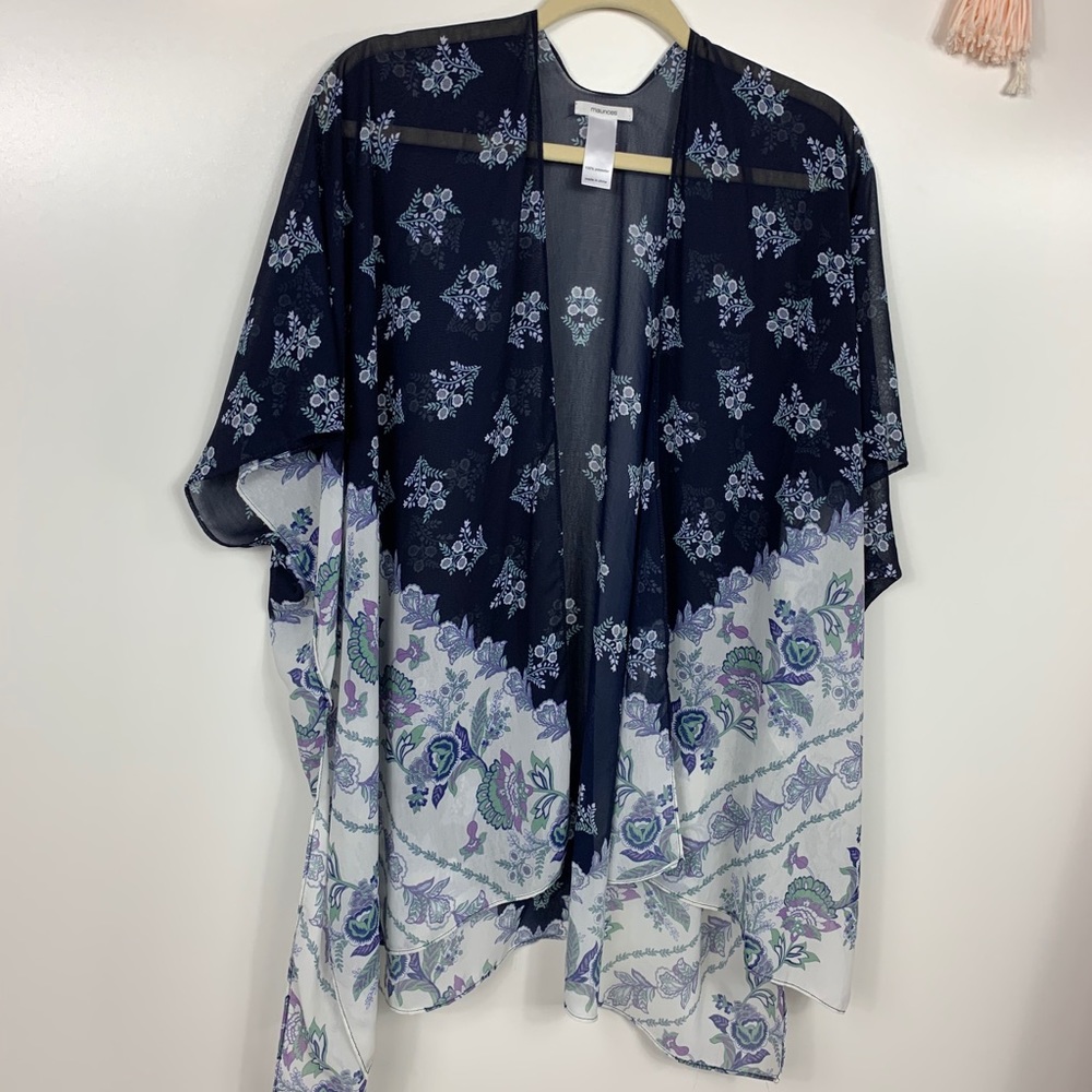Maurices Border Print Open Front Kimono - Picture 5 of 8